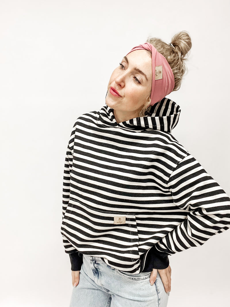 CLEO | HOODIE | STRIPES schwarz