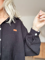 NIA | Hemdbluse | Musselin| schwarz