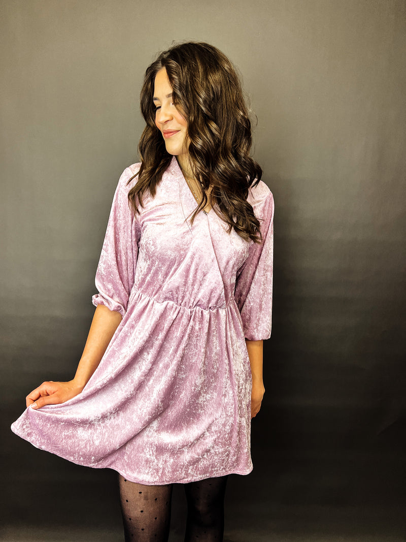 KYLA| Kleid | Velour Lavendel