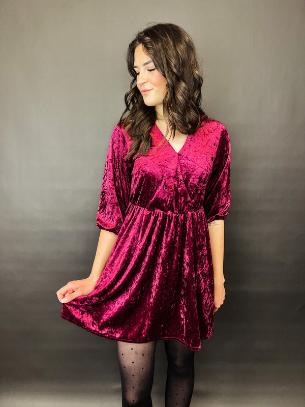 KYLA| Kleid | Velour Bordeaux